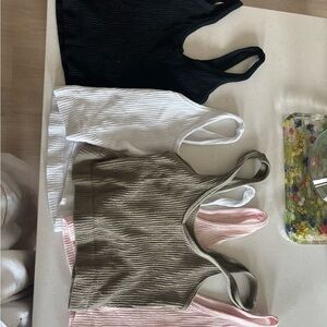 Urban Outfitters Ribbed Crop Tops - Black, White, green, Pink bundle